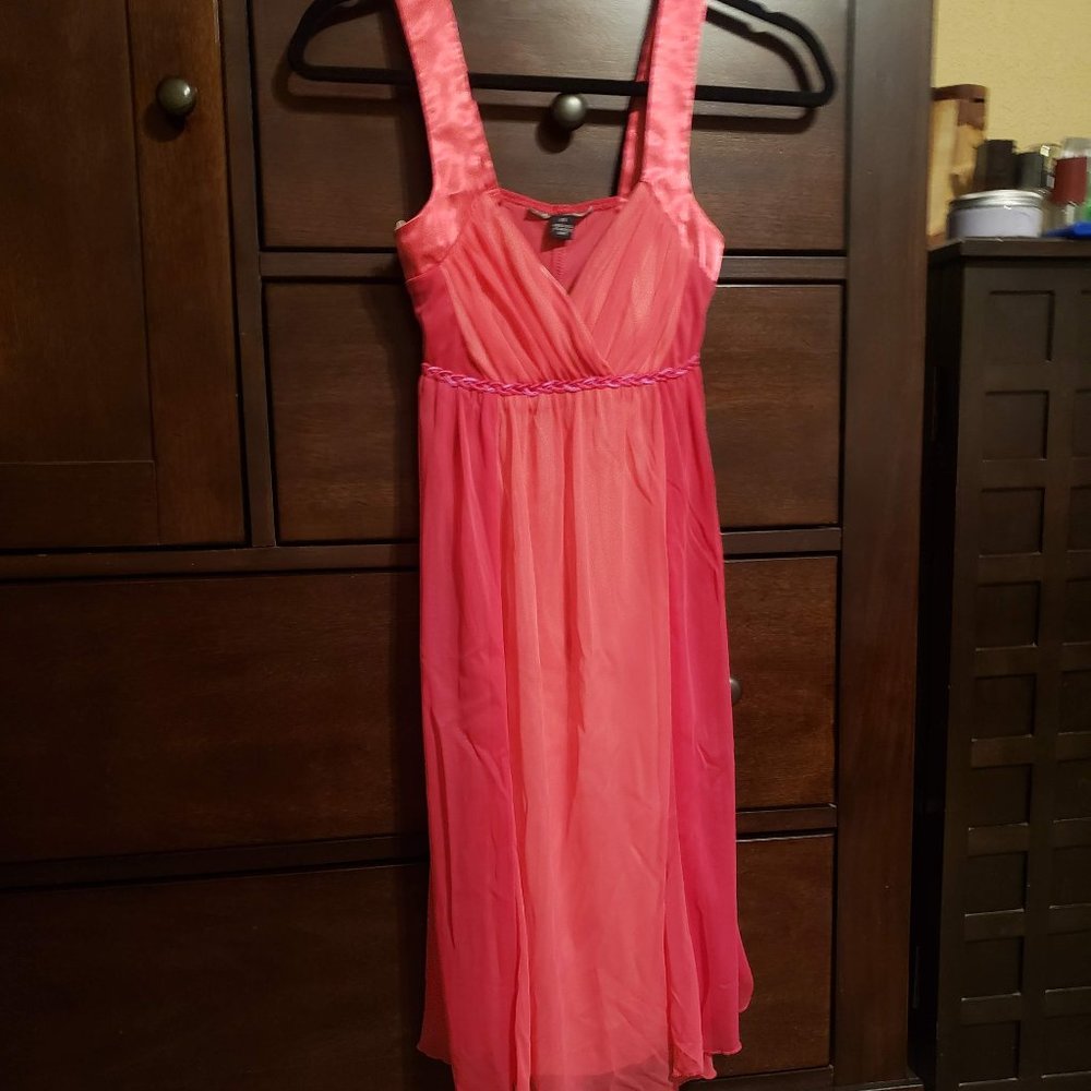 just above knee pink dress